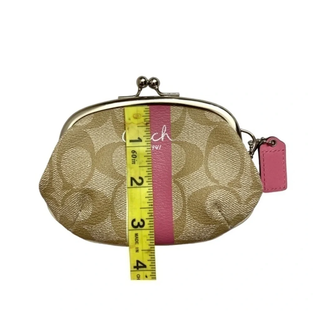Coach signature c khaki legacy striped rate kisslock coin bag - Picture 3 of 5